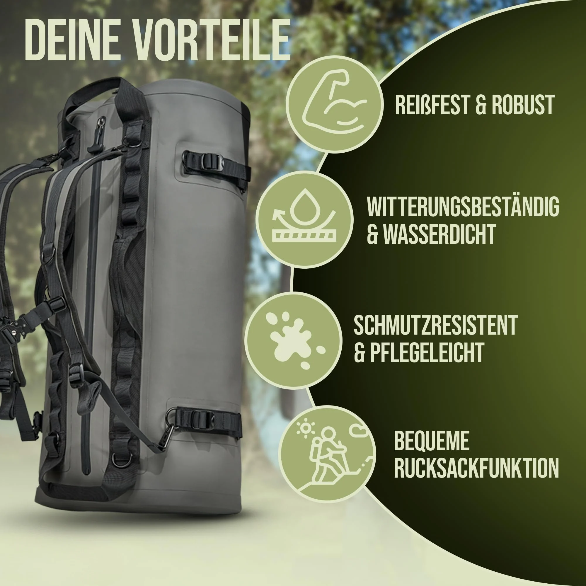 Factory Direct 100% Waterproof 60L Grey Convertible Duffle Bag Travel Backpack Zipper Eco-Friendly Lightweight PVC for