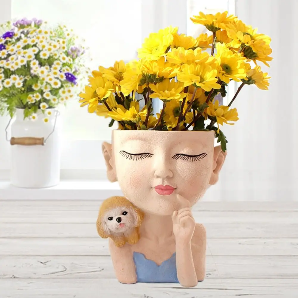 

Креативный декоративный цветочный горшок для девочек, микропейзаж, уникальный горшок для сочных растений, элегантный настольный цветочный горшок из смолы, сад