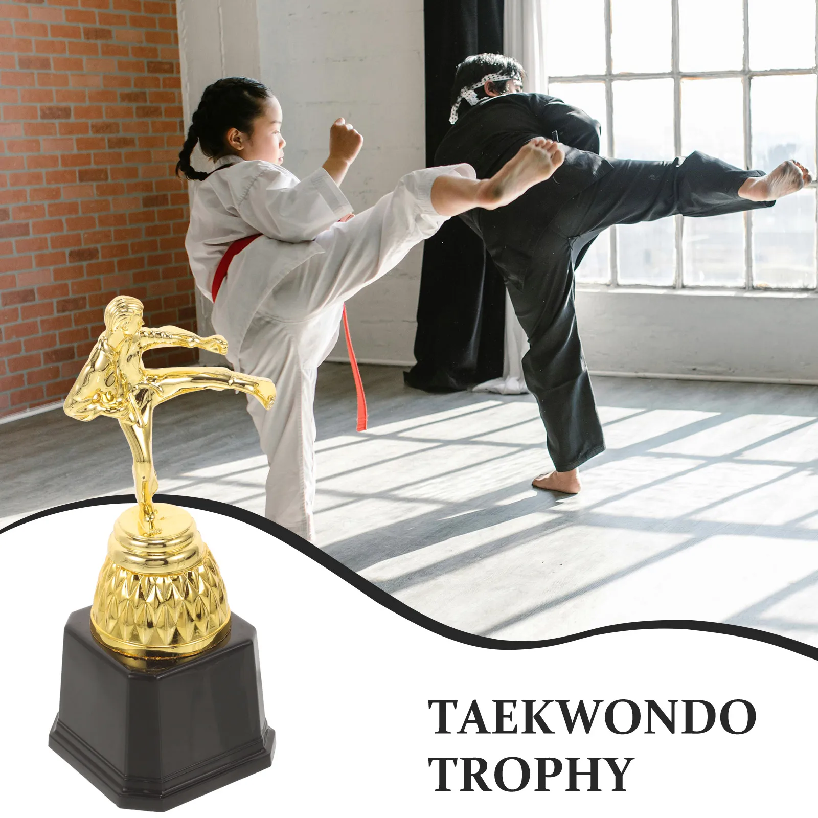 

1pc Taekwondo Trophy 20 3cm Kids Reward Plastic Prize Mini Model School Supplies Sports Party Award Cup Memorial Keepsake
