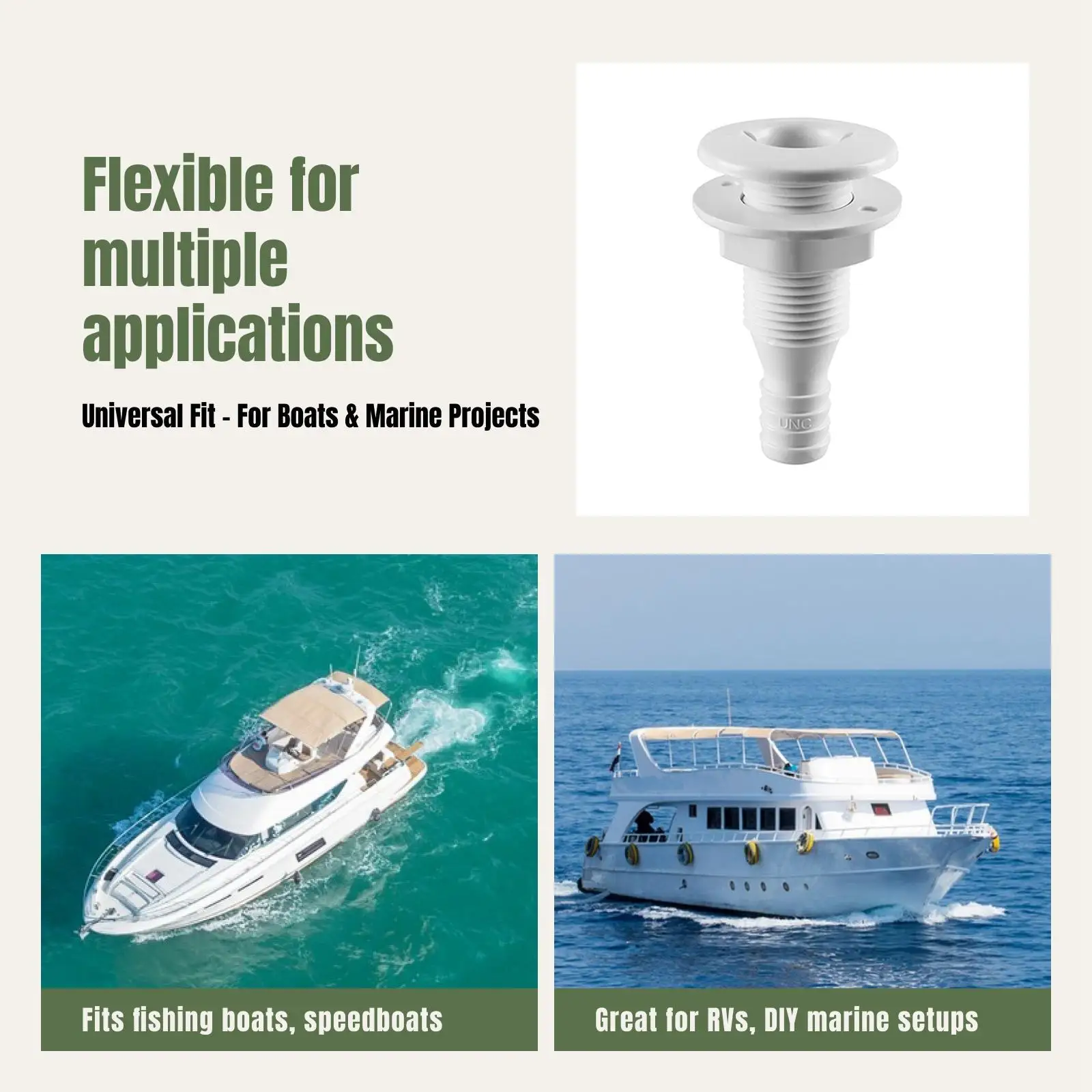

Thru Hull Fitting Plastic Boat Drain Tube Connector Plumbing Fittings for Boat Yacht Bilge Pump Outdoor Use