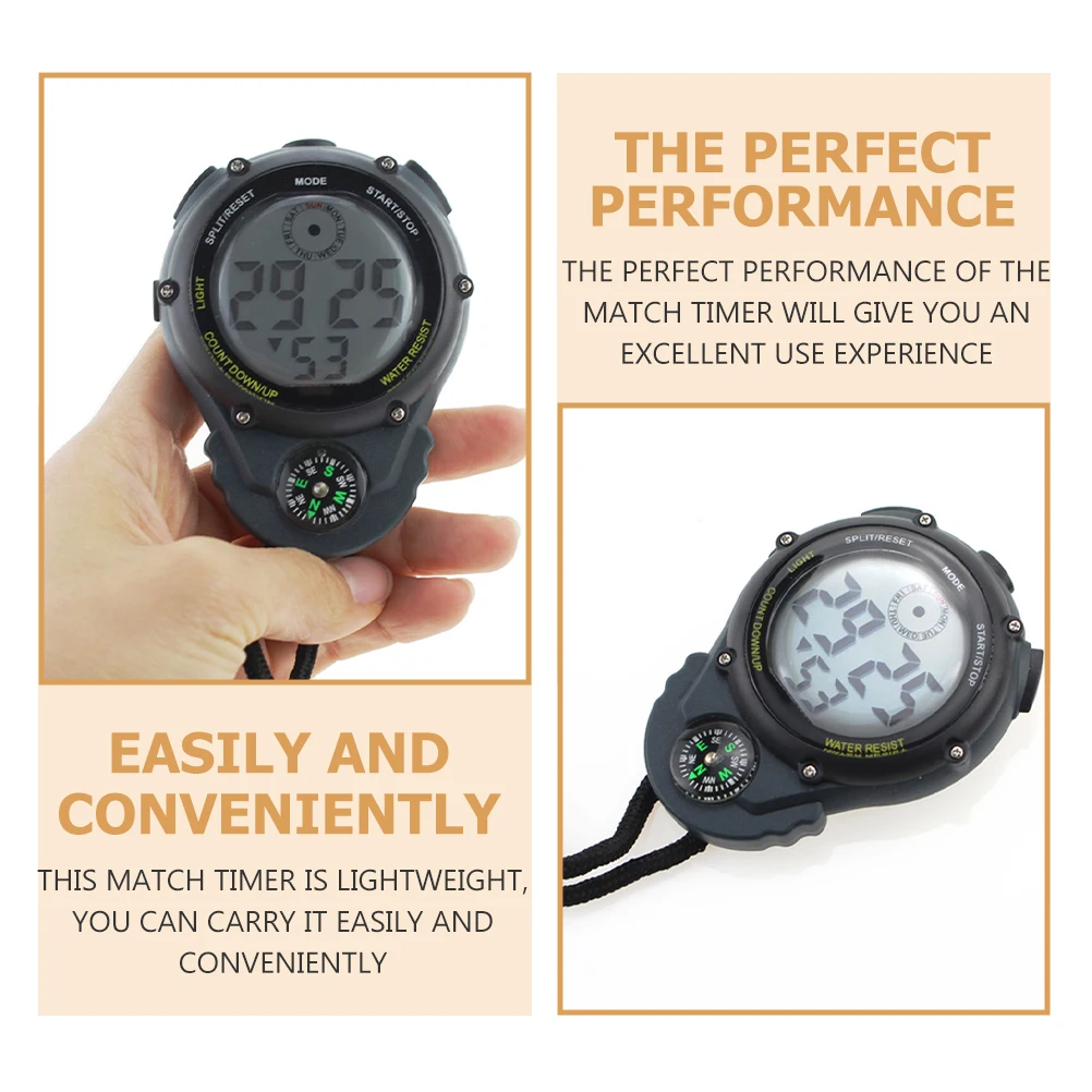 

Backlit Large Screen Stopwatch Competition Sports Electronic Timer Scientific Research for Countdown Abs Daily Use Practical