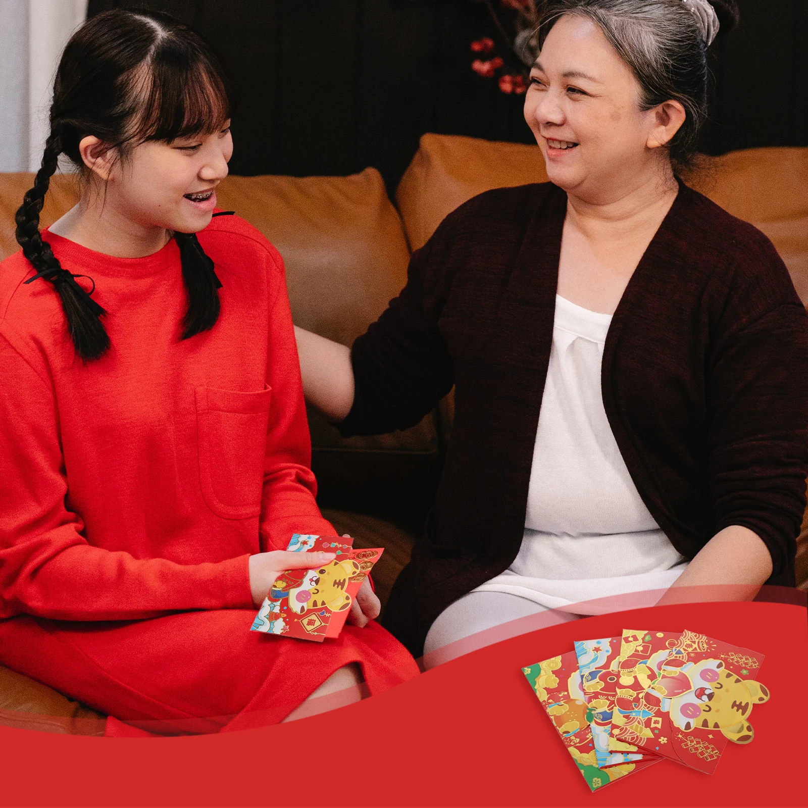 

12pcs Cartoon Red Envelopes Paper Creative New Year Gift Red Packets Festival Chinese Style Decorative Traditional