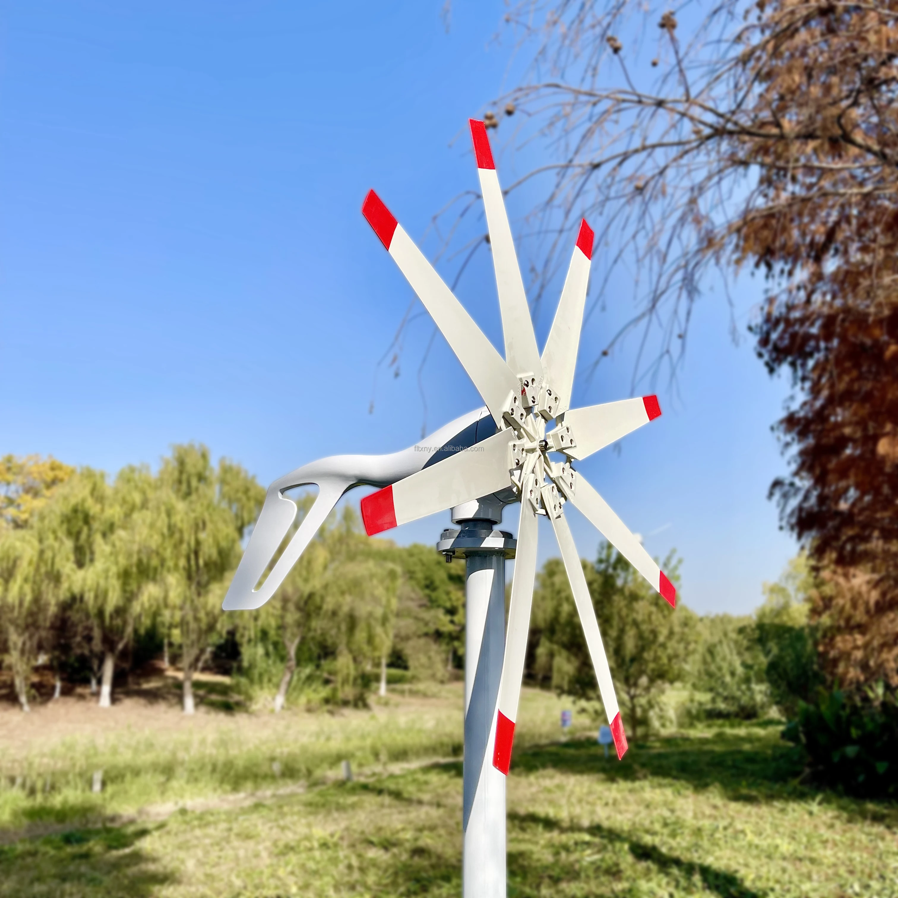 Home Power 1kw 24v CE 3 Phase Permanent Magnet Alternator 3 Blades Wind Turbine Generator for Home Use Powerful