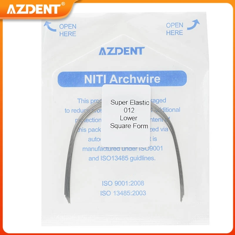 10 Packs AZDENT Dental Orthodontic Super Elastic Niti Round Arch Wires Square Form Archwire Upper Lower 10PCS/Pack