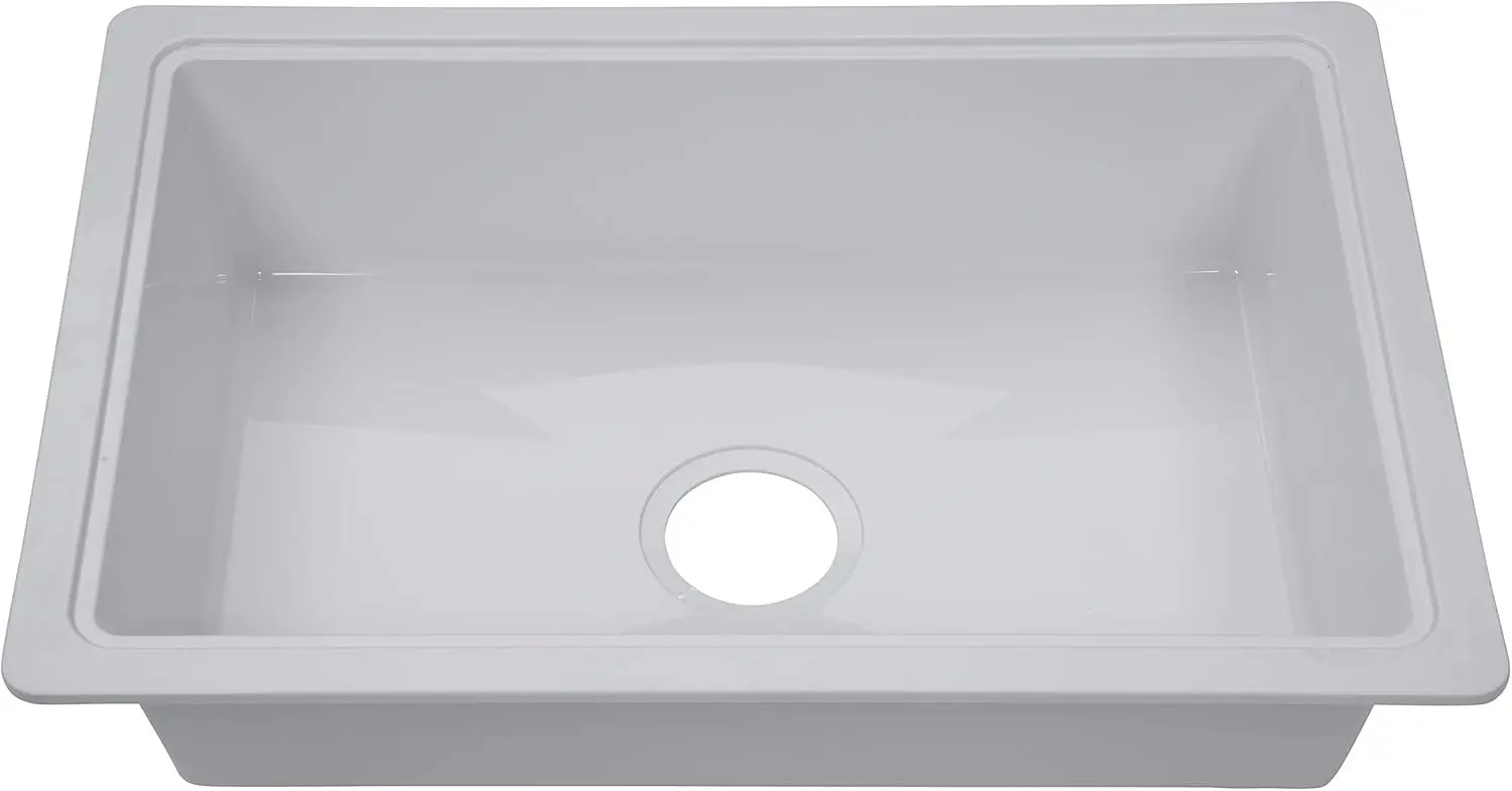 

Lippert RV Single Kitchen Galley Sink - 25" x 17" x 6.6" White ABS Plastic for 5th Wheel, Travel Trailer, Camper