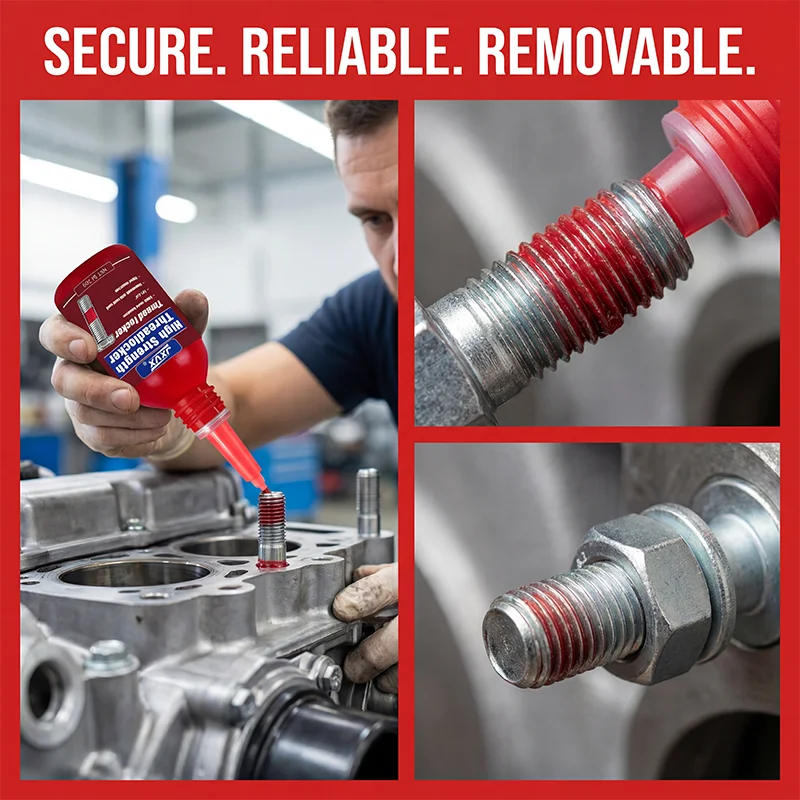 Jxvx Red Threadlocker, Anaerobic Metal Glue, Screw Adhesive, Strong Anti-Slip Thread Fixing Adhesive, Suitable for Loose and Rusted Nuts and Screws