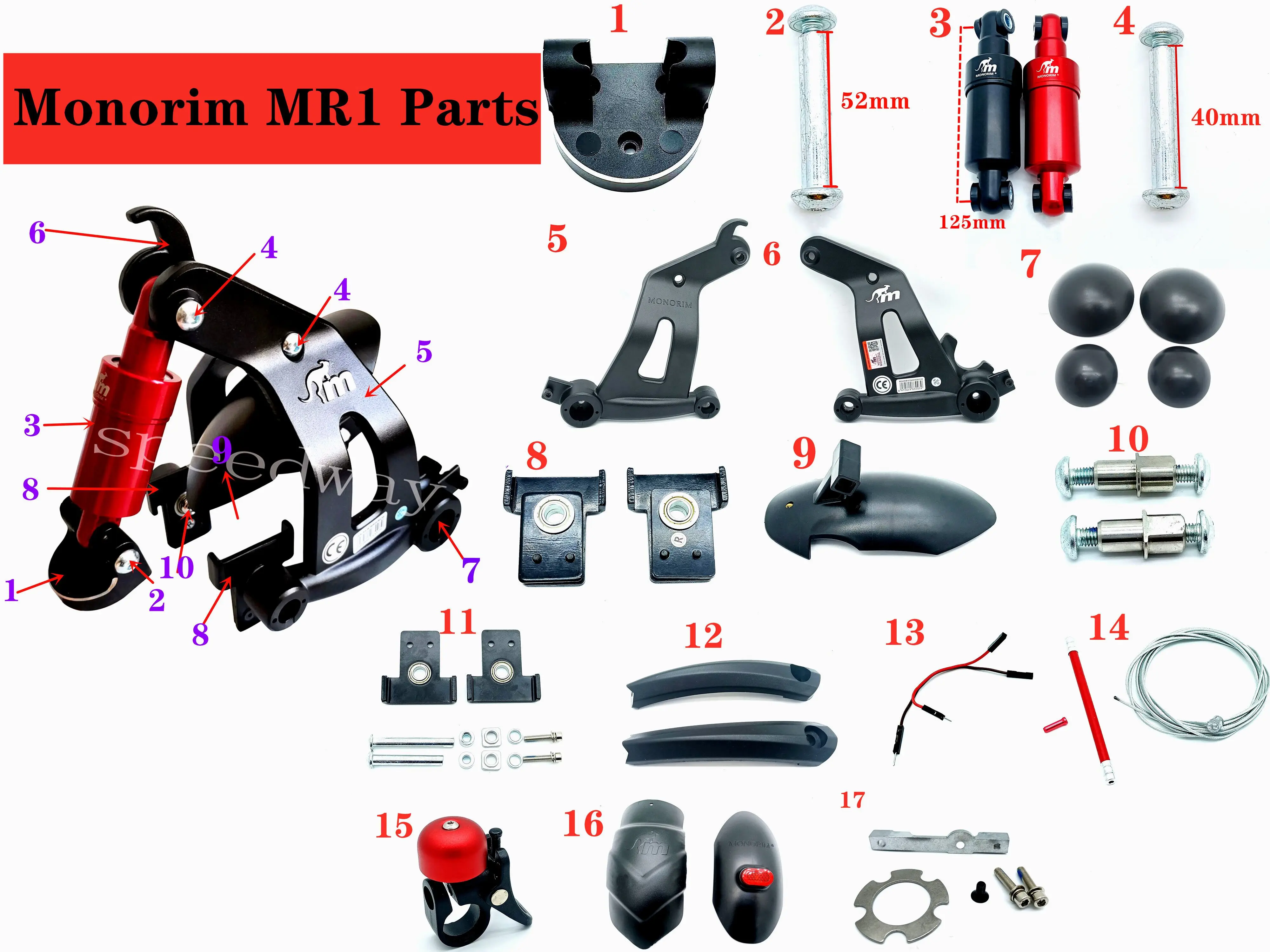 Monorim MR1 Rear Suspension Parts For Xiaomi M365 1S Pro Pro2 Electric Scooter Rear Shock Absorber Replacement Accessories