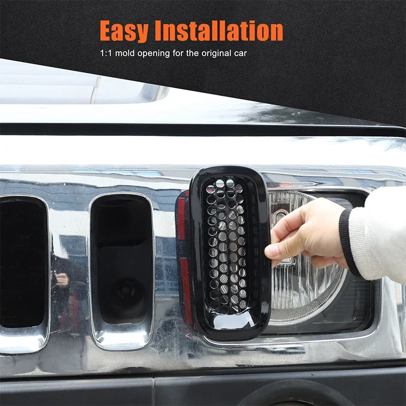 7Pcs ABS Black For Hummer H3 2005-2009 car front grille insect-proof mesh cover decorative sticker Car protection accessories
