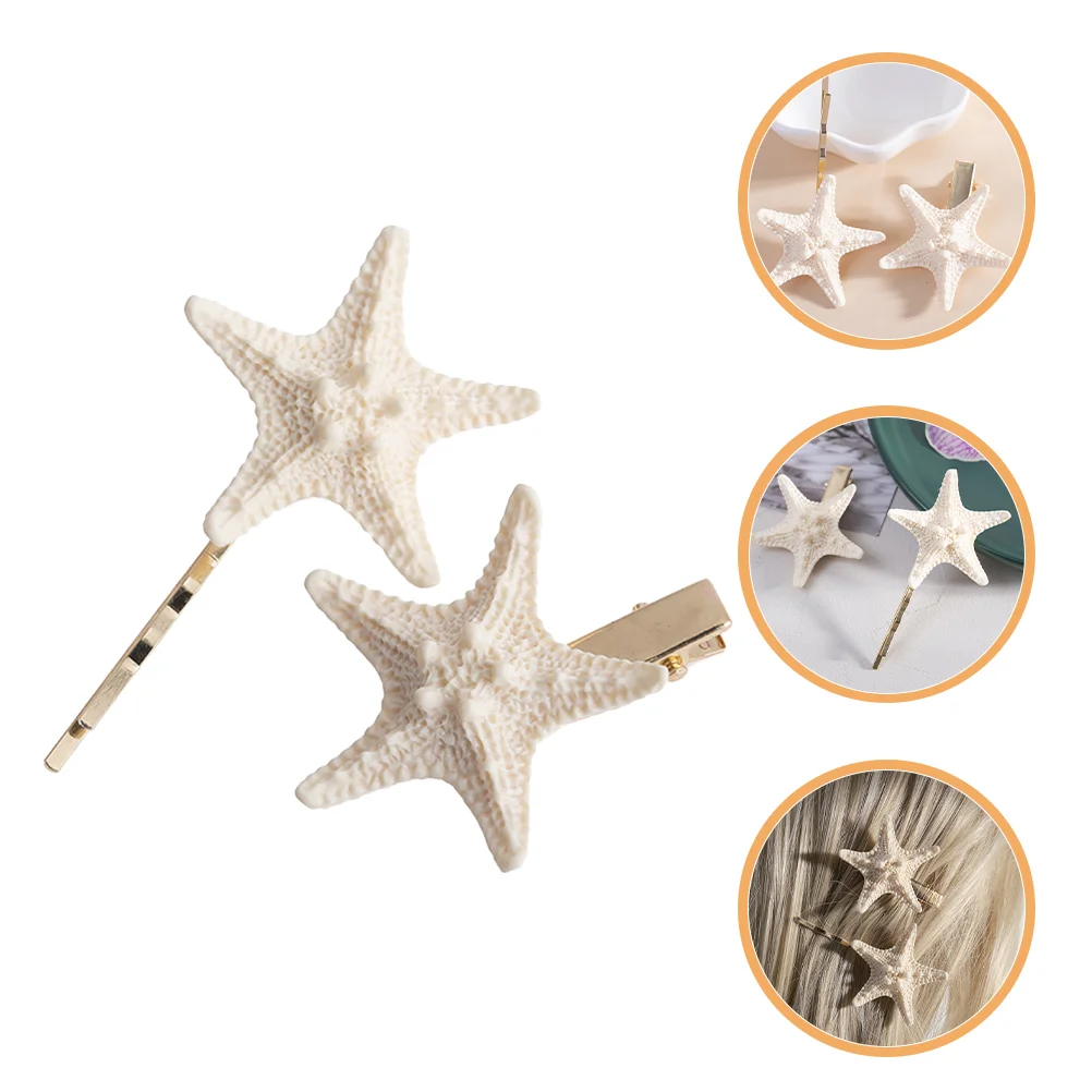 2 Pcs Hairpin Care about Accessories Seashell Clips Vacation Beach Party Resin Iron Nautical Styling