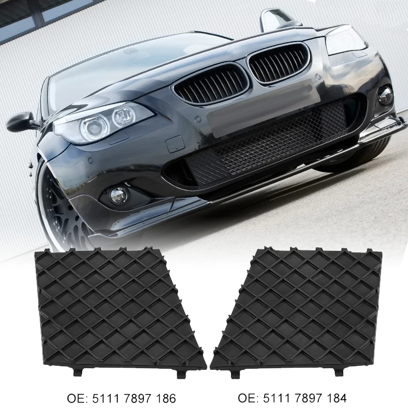 

1pc Fit For BMW E60 E61 M Sport Car Front Bumper Lower Mesh Grill Plate Trim Cover Car Accessories 51117897186 51117897184