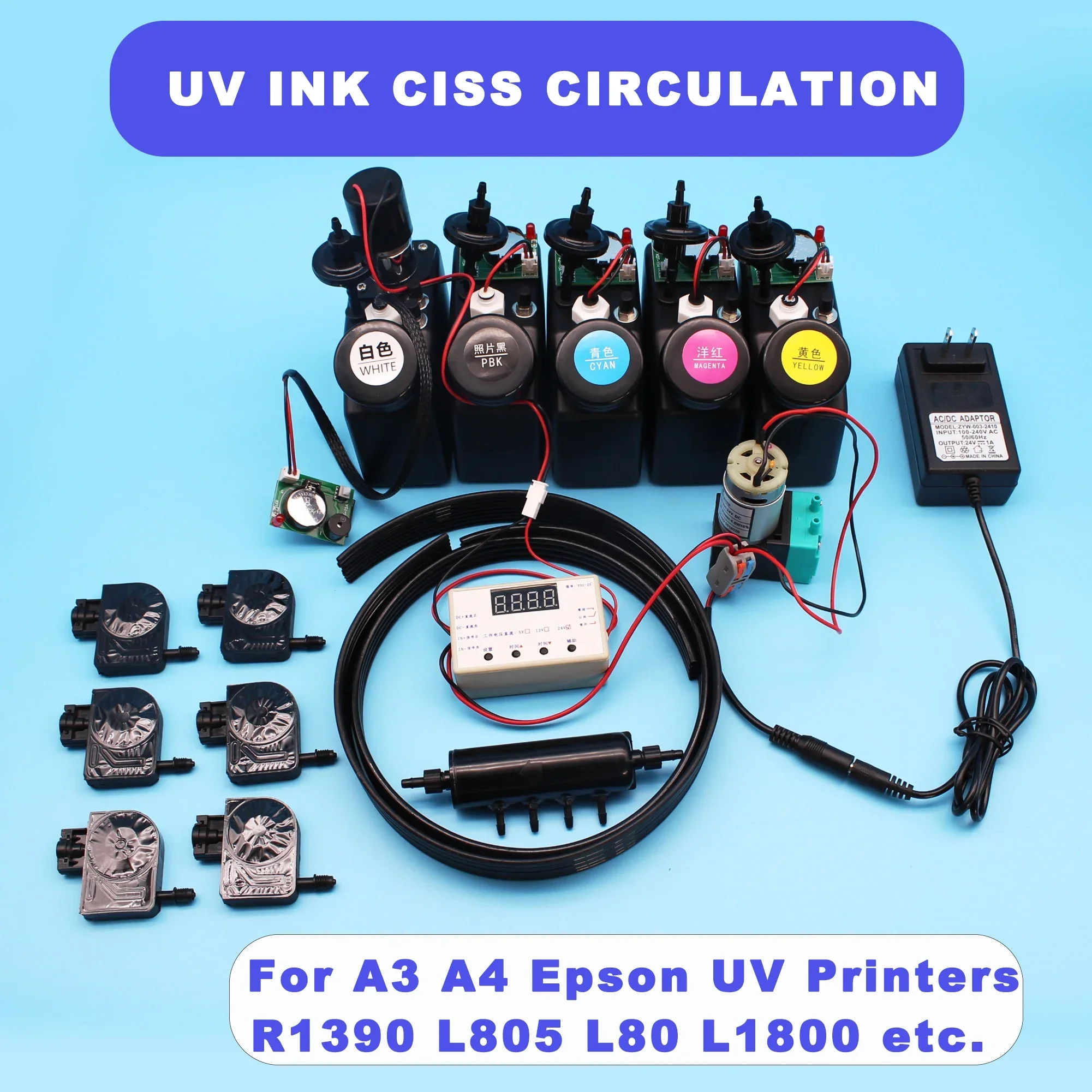 L1800 UV DTF Ink Circulation For Epson L800 L805 AB Film UV White Tank CISS With Stirrer Mixer Ink Tank Bulk Ink System