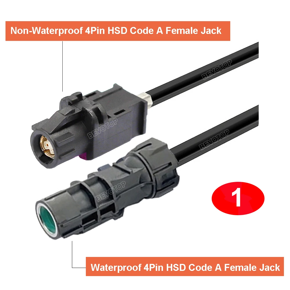 1PCS Waterproof HSD A Female to Non-Waterproof HSD A Female Straight/RA 90° Jack Car Video LVDS Line High Speed 4 Core 535 Cable