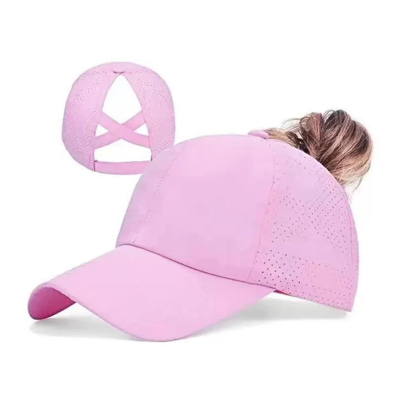 Schnell Trocknende Pferdeschwanz-Baseballkappe Atmungsaktives Mesh Criss-Cross-Rückenteil für Damen Snapback Dad Hat Atmungsaktive Mütze Outdoor Sonnenkappe – Detail 5