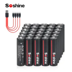 Soshine 30pcs 1.5V lithium Battery 3500mWh AA USB Rechargeable Battery 800 Cycle Time for Mouse Electric Toothbrushes Game Toys