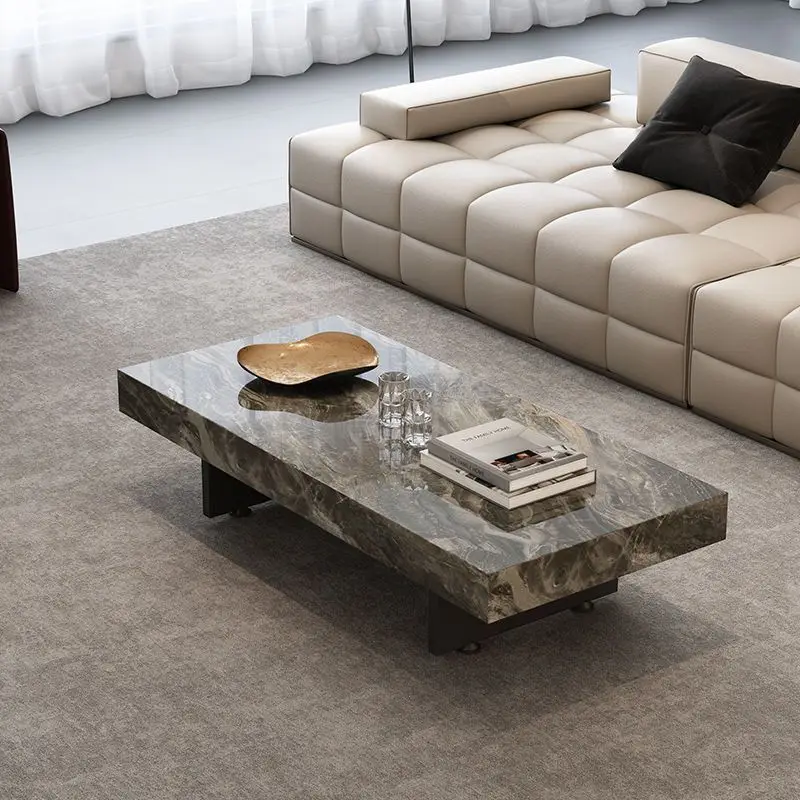 

Simple Italian minimalist square rectangular living room household rock slab coffee table small apartment table tea table