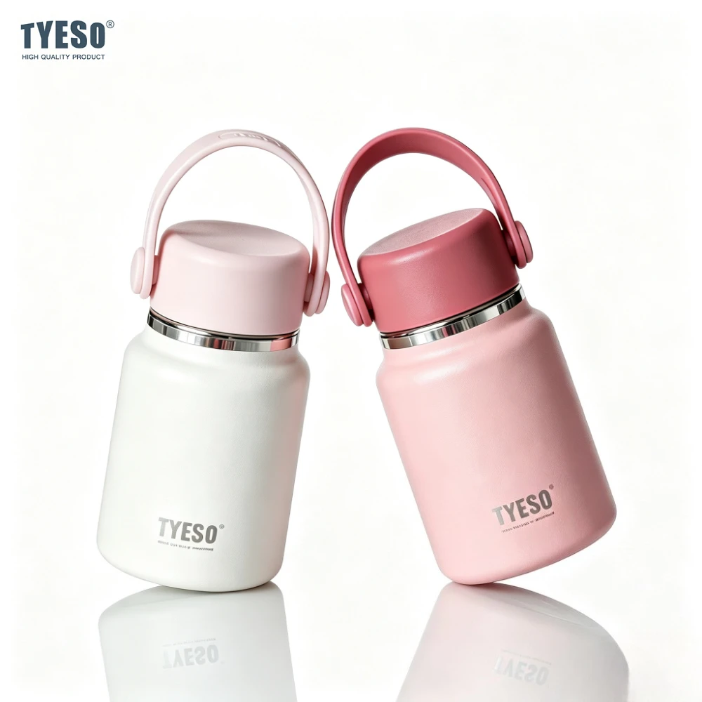 Tyeso 160ML Water Bottle with Silicone Handle Durable Leak‑Proof Vacuum Flask Finish Travel Cup for Outdoor Sports Mini Pocket