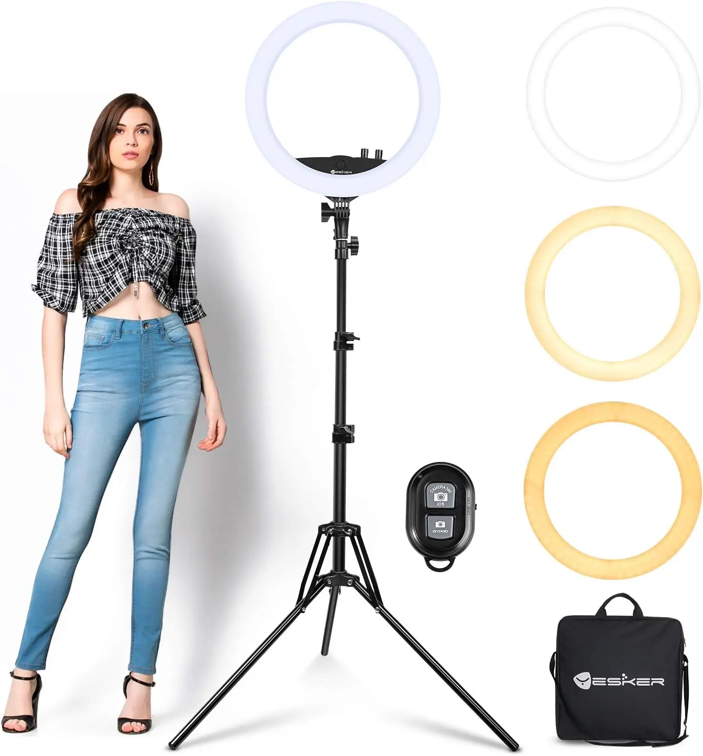 

Ring Light with Tripod Stand, 14 Inch LED Ringlight Kit with Phone Holder Adjustable Color Temperature Circle Lightin