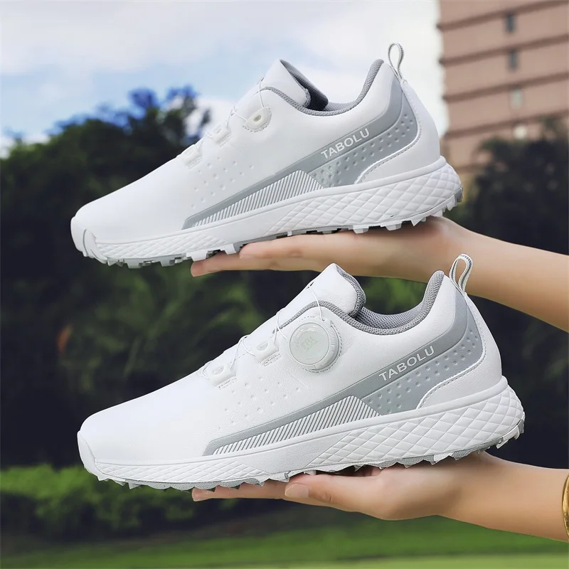 زوجين حذاء جولف الرجال الأبيض المهنية الدورية مشبك عدم الانزلاق Spikeless النساء في الهواء الطلق المبتدئين التدريب لاعبي الغولف أحذية رياضية