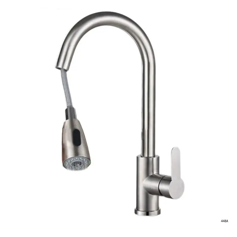 Modern Steel Kitchen Tap with Pull Out Functionality & Water Saving Designs Single Handle Kitchen Tap Quick Installation