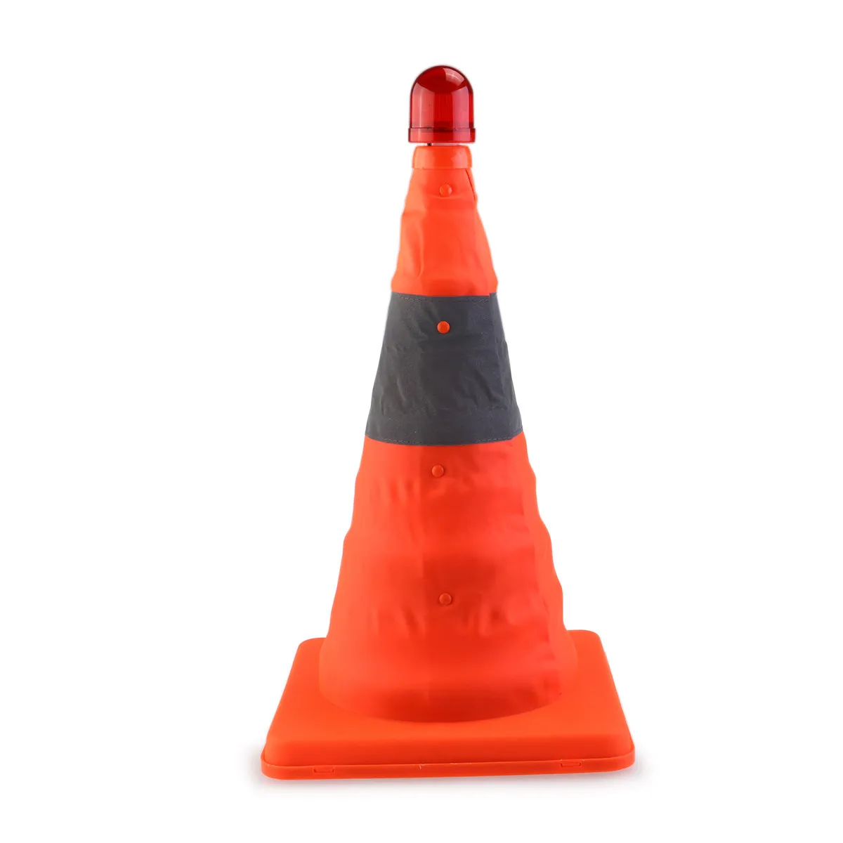 Collapsible Red Reflective Traffic Safety Cone 45cm with LED Flashing Warning Light for Car Trunk Storage