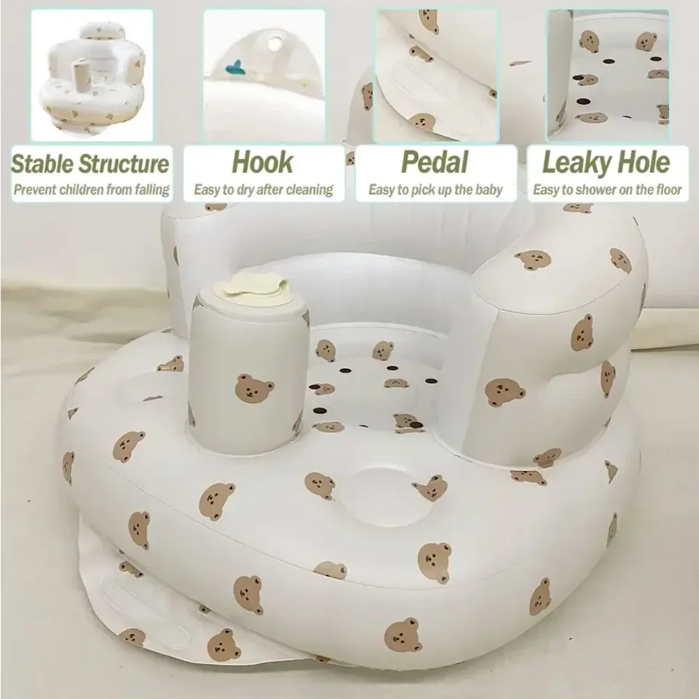 OTAUTAU Children Inflatable Sofa Chair Portable Inflatable Sofa Pool Float Baby Seat Back Support Anti-Fall Baby Bath Stool