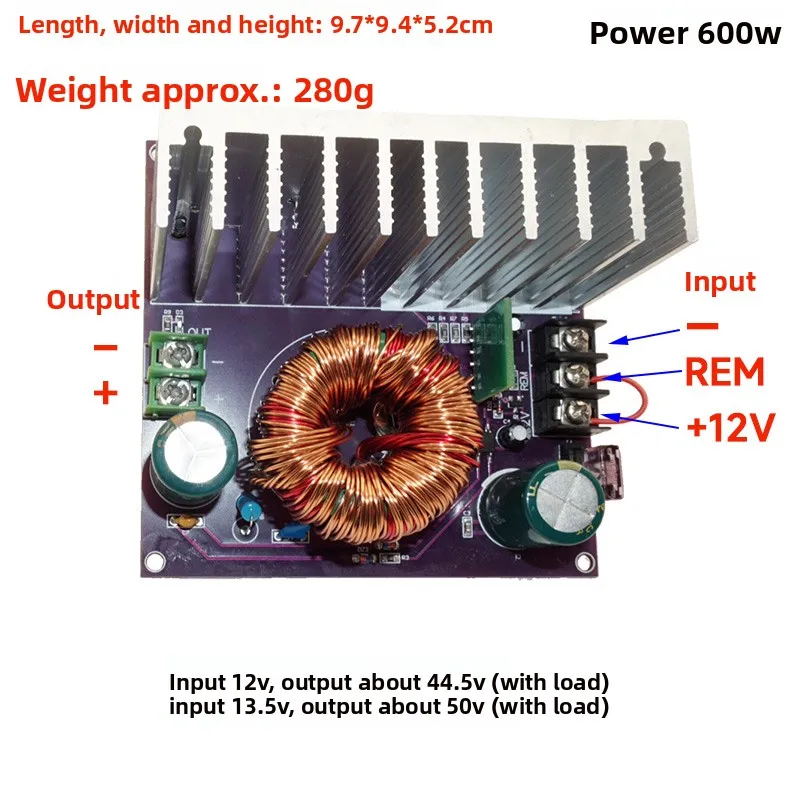 12v to 36v/38v/45v/48v/50v high-power boost converter power board for outdoor car audio, speakers, and amplifiers