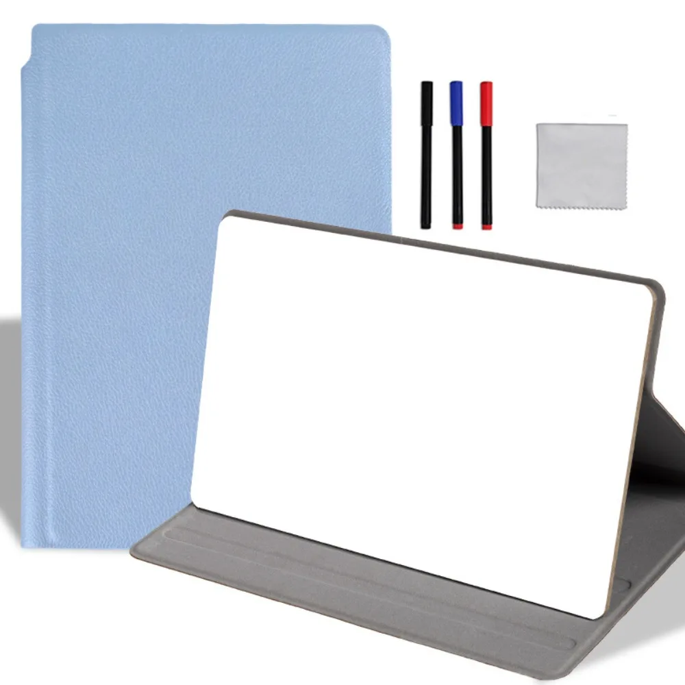 PU Leather Whiteboard Reusable Freestanding Erasable Writing Board Dry Erase Foldable Whiteboard Notebook School Office
