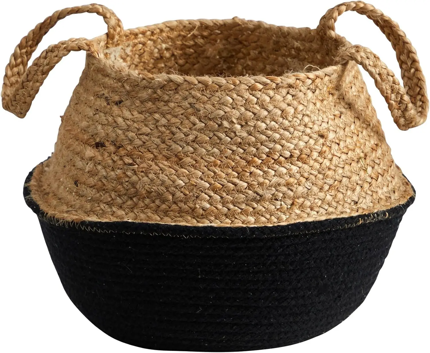 

14" Boho Chic Handmade Cotton & Jute Black Woven Basket - 9'6" x 13'6"