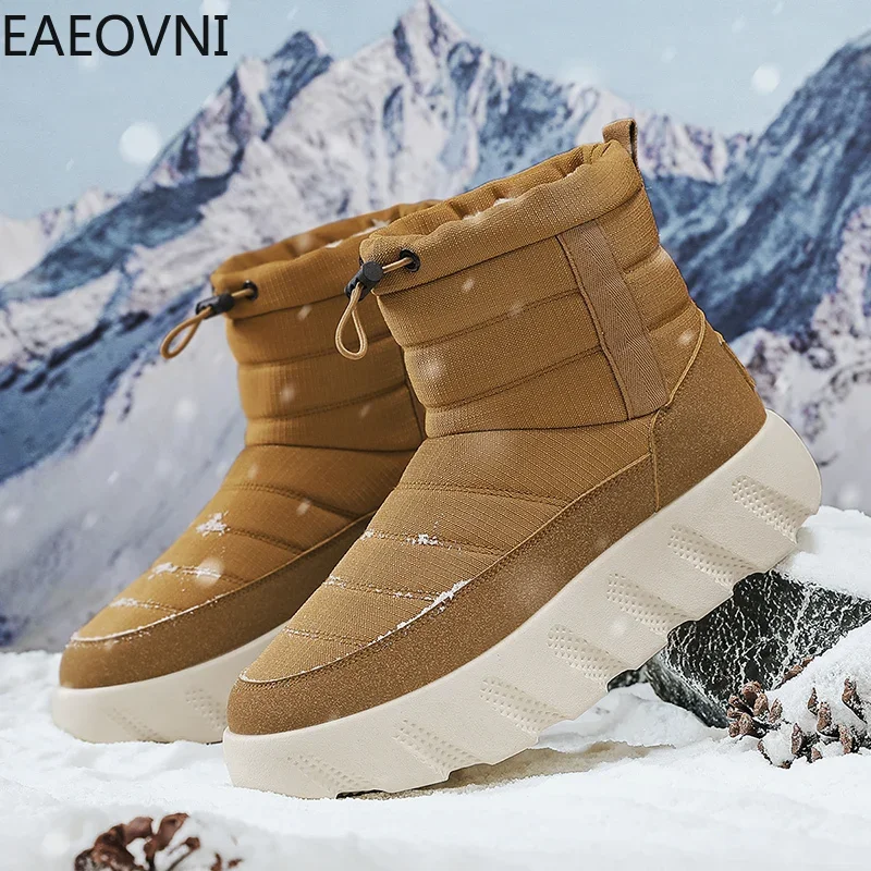 Ankle Snow Boots Man Working Outdoor Shoes Winter Plus Cotton Casual Mans Shoe Slip-on Fashion Classic Male Boot New Arrival