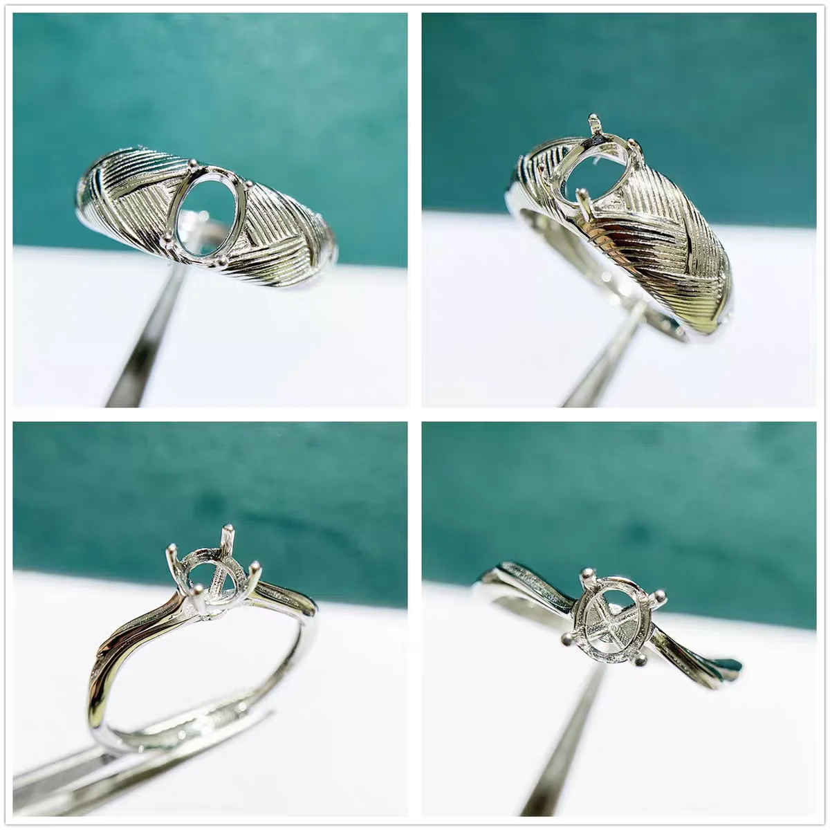 

MeiBaP 5*6/5*7 Elliptic Stone 925 Sterling Silver Classic Ring Holder DIY Empty Support for Women Fine Charm Jewelry