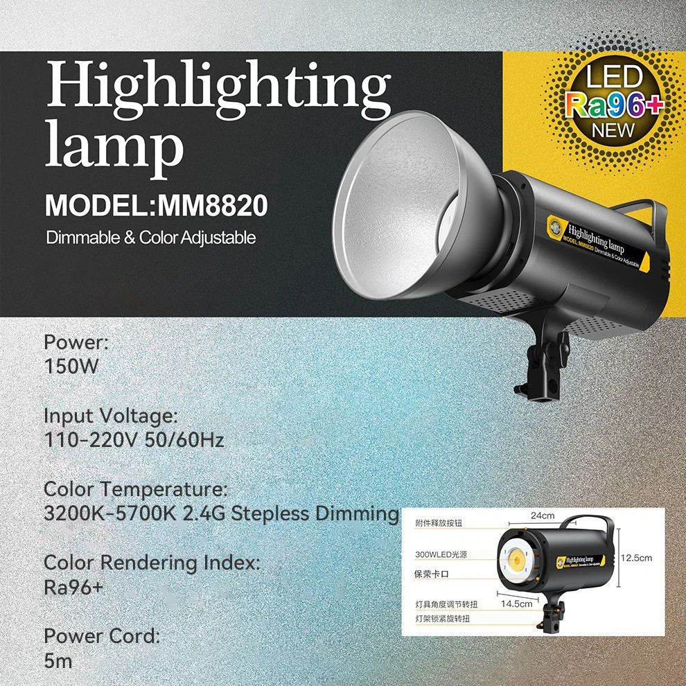 100W LED Füllen Licht Studio Video Licht 2700-6500K Dimmbare Bowens Berg Kontinuierliche Licht Fernbedienung Video aufnahme – Detail 17