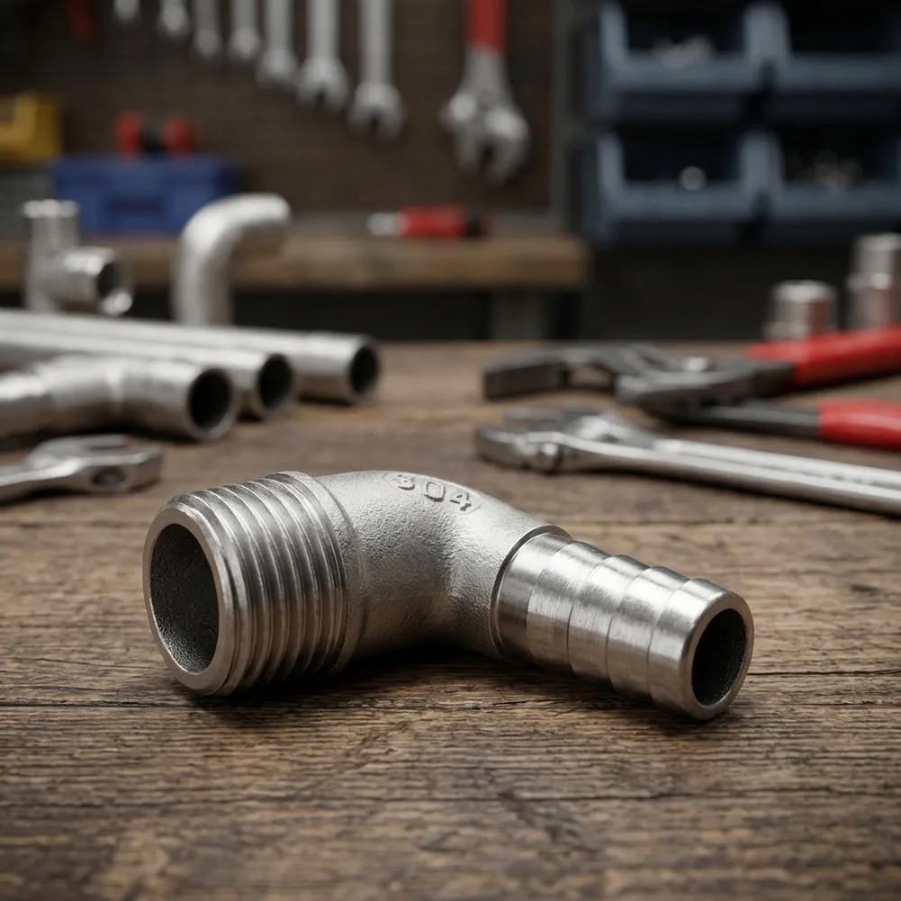 90 Deg Stainless Steel Elbow Fitting for Hose Lines For Etch Resistant Design Suitable for Wide Temperature Operation