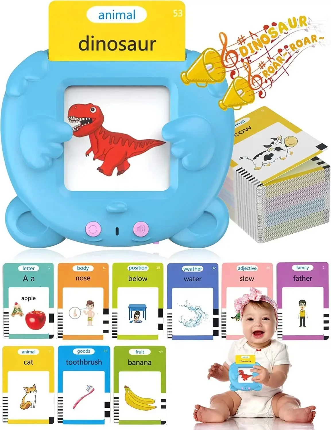 Early Learning Talking Flash Cards, Educacional Baby Machine, Inglês, vietnamita, árabe, espanhol, Hindi, indonésio, Novo