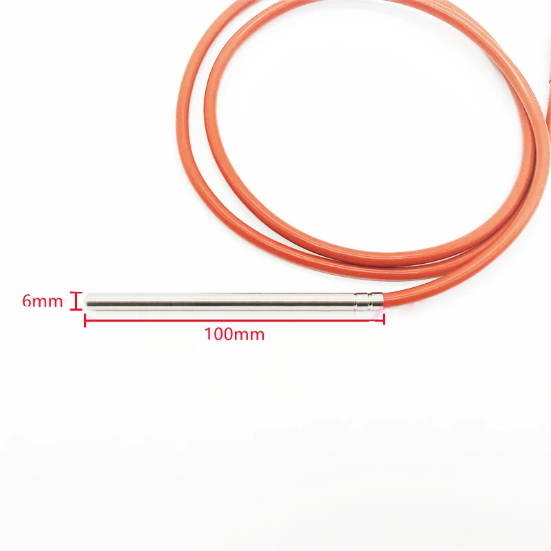 Imagem -03 - Sensor de Temperatura Pt1000 Impermeável Cabo do Silicone Resistente ao Calor Fios 1m Comprimento da Inserção 100 Mm50200 °c Sonda Inserção mm