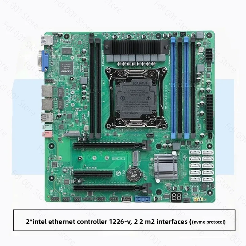 NEW NAS C612 Motherboard MATX Intel E5 V3/V4 2 M2 NVME 10 SATA3.0 Dual 2.5G ECC memory built-in graphic card PCIe bifurcation