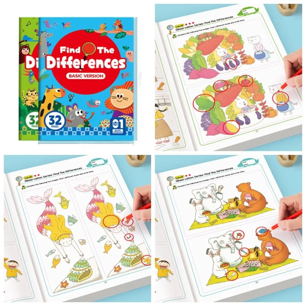 

32-страничный детский поиск предметов. Игровой образ и найдите визуальное восприятие. Веселая книжка-раскраска. Веселый дизайн. Фокус и внимание.