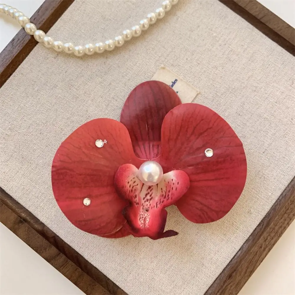 Sweet Cloth Flower Hair Clip Butterfly Orchid Pearl Orchid Flower Hairpin Bohemian Style Headdress Girl Hair Clip Women