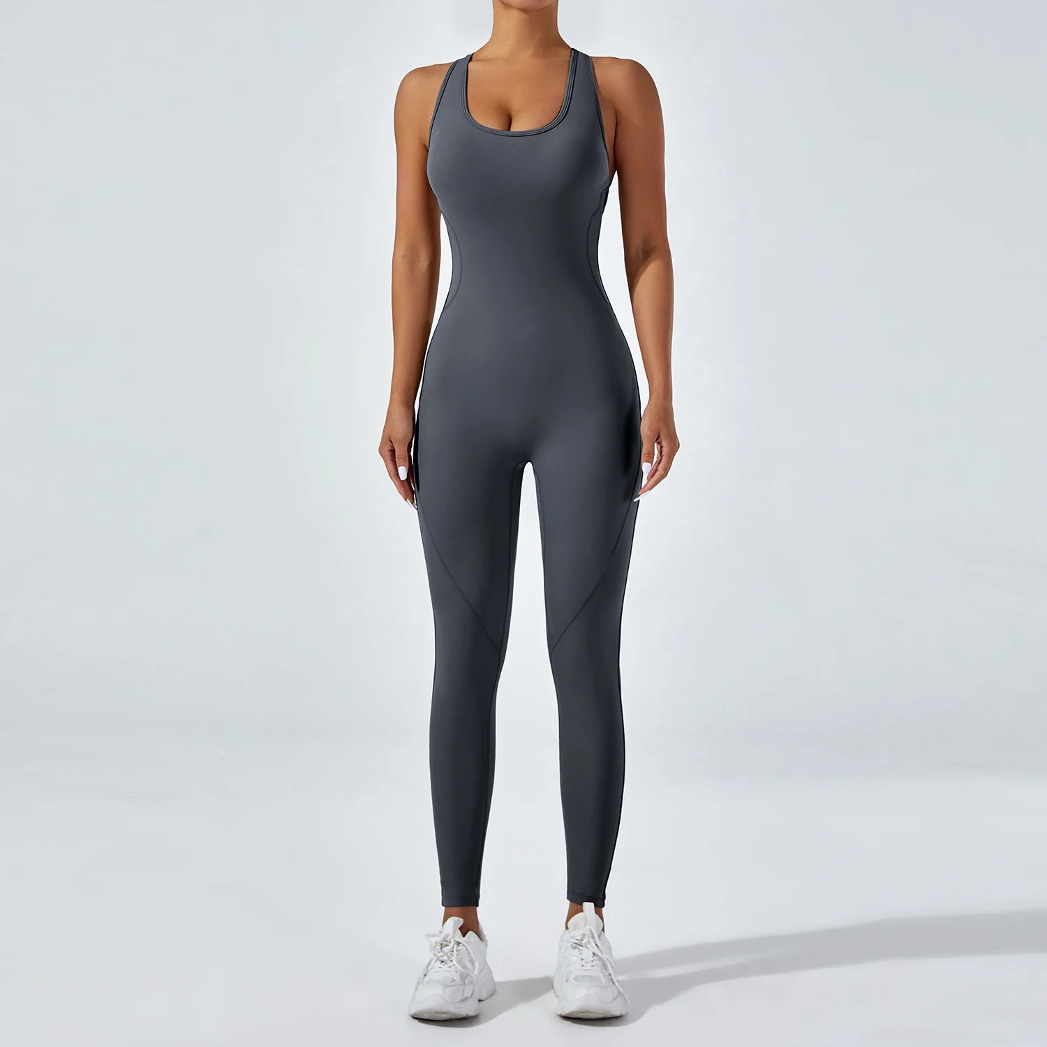 بدلة رياضية مثيرة مجوفة، بدون ظهر، مقاومة للتجاعيد، بدلة رياضية، مجموعة صالة الألعاب الرياضية النسائية، مجموعة رياضية من قطعة واحدة، سراويل ملابس عمل لليوجا واللياقة البدنية بدون أكمام
