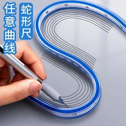 Flexible Curve Ruler Drafting Drawing Tool Snake Shaped Ruler Flex Curved Ruler Quilting Plastic School Office Supplies 30cm