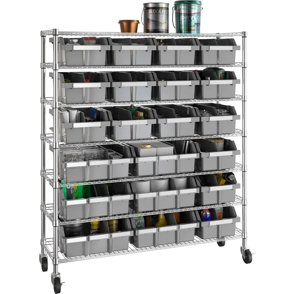 Heavy Duty NSF Bin Rack Solid Steel Wire Shelving Storage Unit, Patented Organizer for Garage, Warehouse