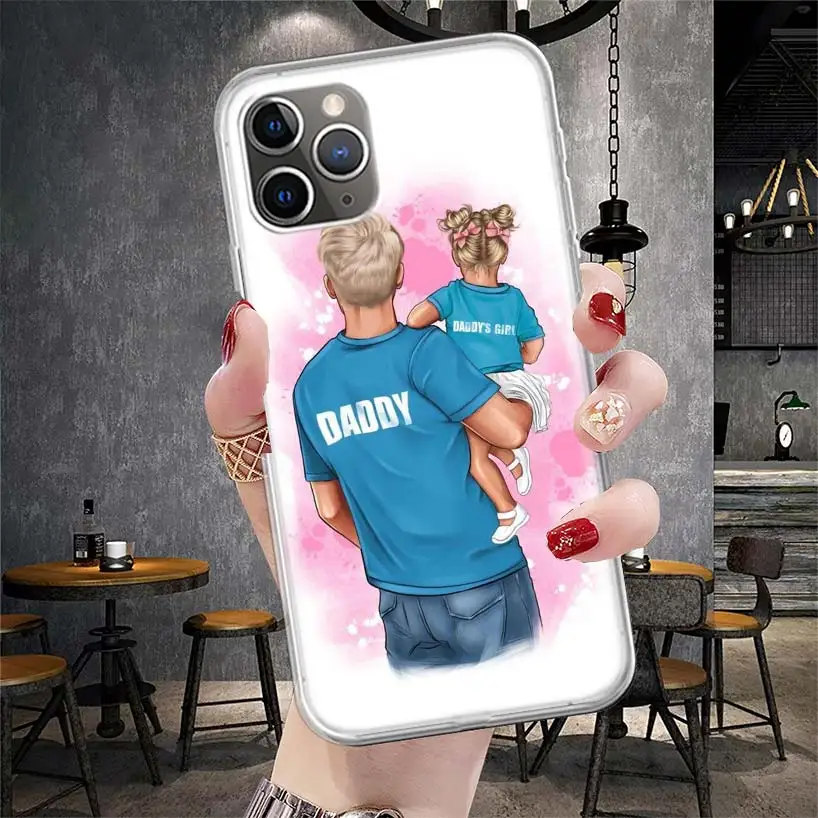 Dad And Baby Girl Boy Soft Phone Case For IPhone 11 13 16 Pro MAX 15 + 14 Plus 12 Mini X XS Apple 8 7 SE Fundas Coque 11 12 13 1