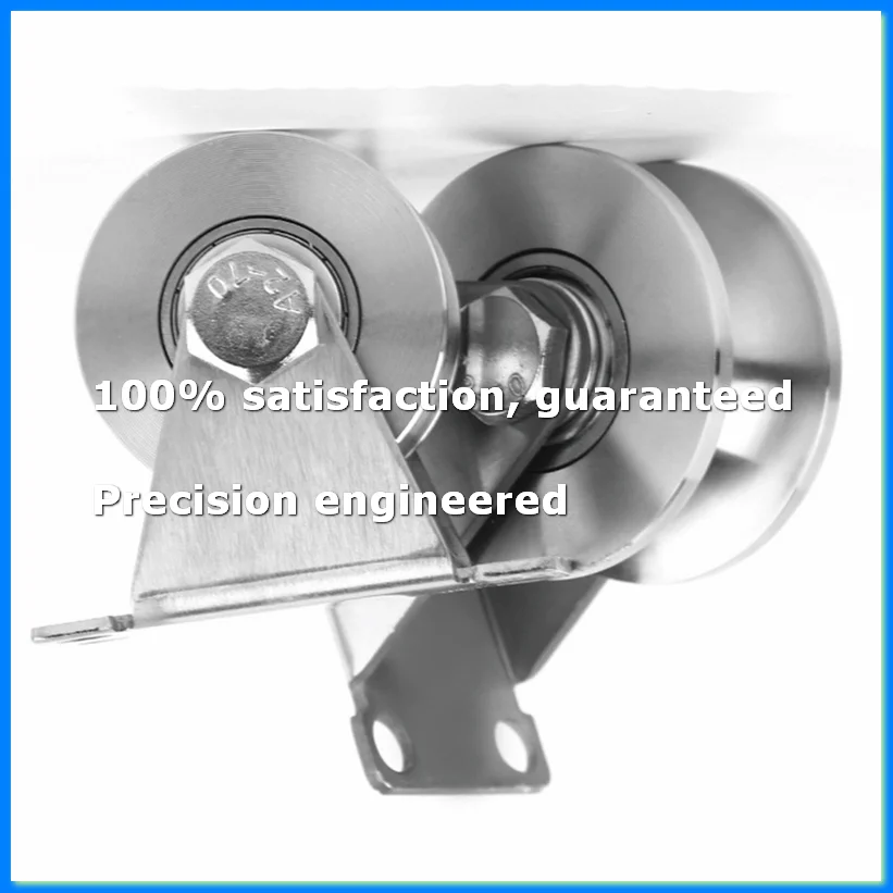 

2in 304 Stainless Steel Sliding Door Wheels U-Slot Rollers Heavy Duty Pulleys Smooth Rolling Dual Bearing Plate Casters-A69M