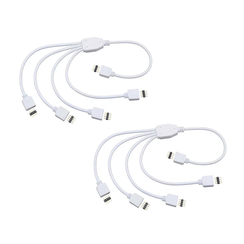 

2PCS/Set 4 Pin LED Strip Splitter Connectors Splitter Cables with 10 Pack Male 4 Pin Plugs for One to Four RGB LED Light S