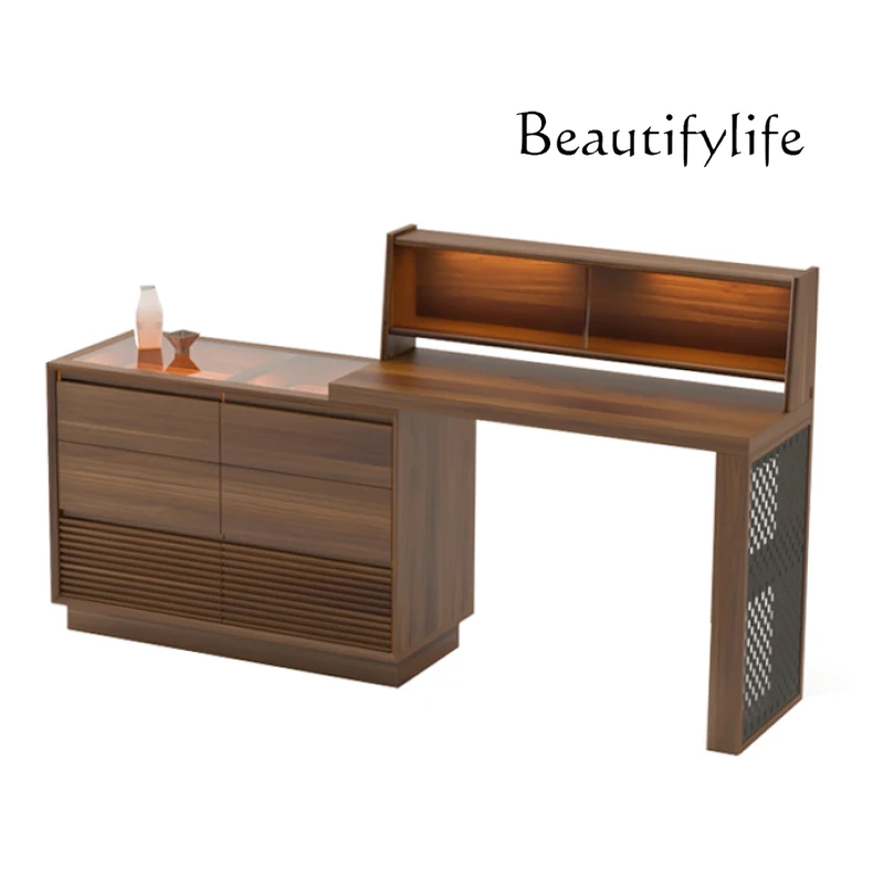 

Vintage Nordic Japanese-style wabi-minimalist dresser chest integrated bedroom makeup table writing desk combination