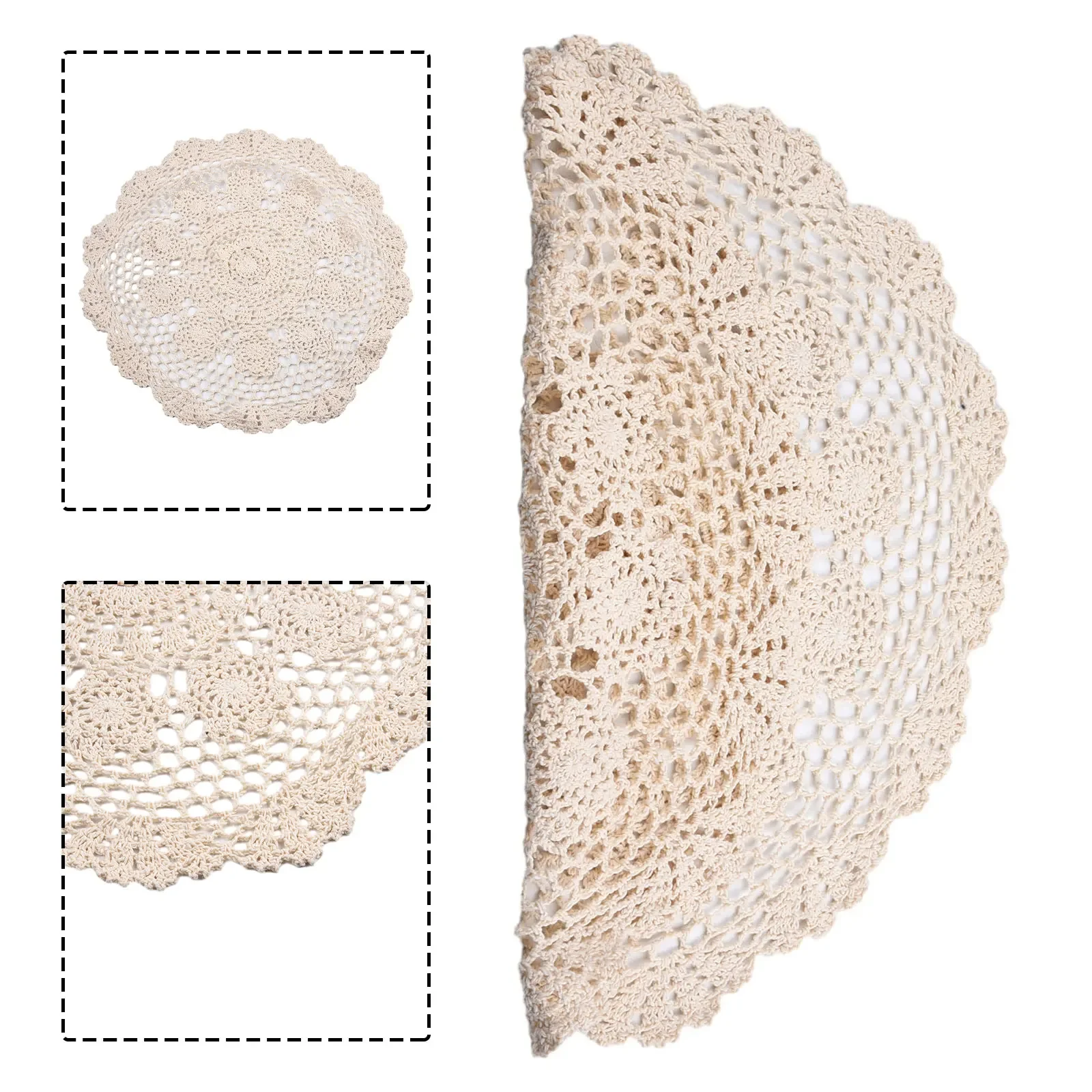 Handmade Crochet Vintage Floral Lace Tablecloth Round Cotton Fabric For Dining Table Cafe Shop Restaurant Decoration
