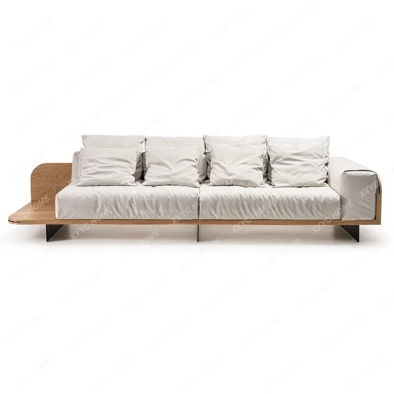 LX light luxury atmosphere home living room solid wood sofa soft decoration  model room reception sofa