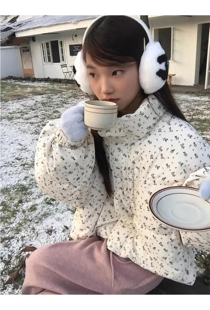 Parkas für Damen, Outdoor, Winter, Bio-Baumwolle, gesteppt, mit Druckknöpfen, geraffter Bund, gerüscht, elegant, urban, einzigartig, adrette, mehrfarbig, BF