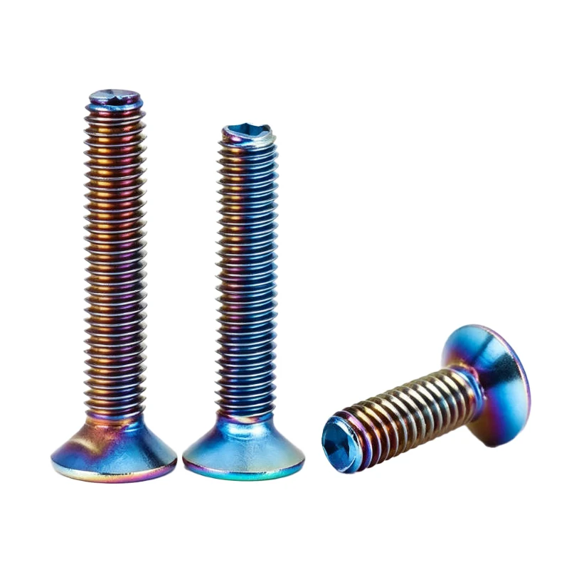 304 Stainless Steel Rainbow Color Countersunk Head Hexagonal Screws M4 M5 M6 M8 Flat Head Screws Motorcycle Modification Screws