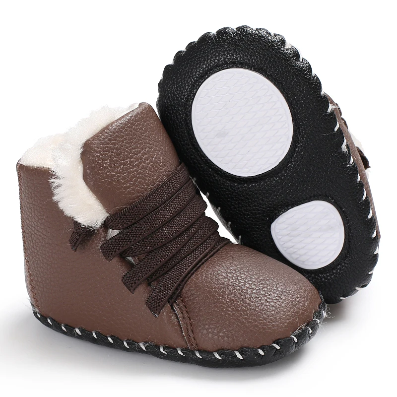 Winter new fashion trend leather top cotton shoes, baby cotton boots