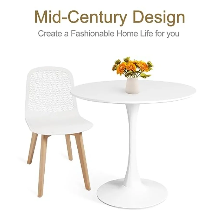 Mid Century Modern Round Dining Table Set for 4 with Chairs in Dining Room Small Kitchen Office Cafe Restaurants